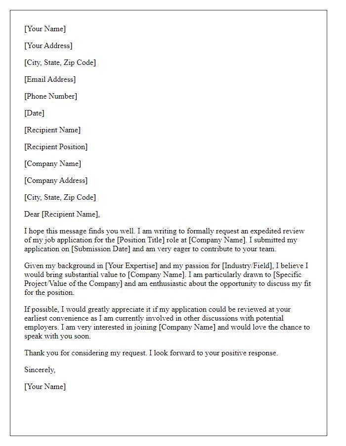 Letter template of appeal for expedited job application document review