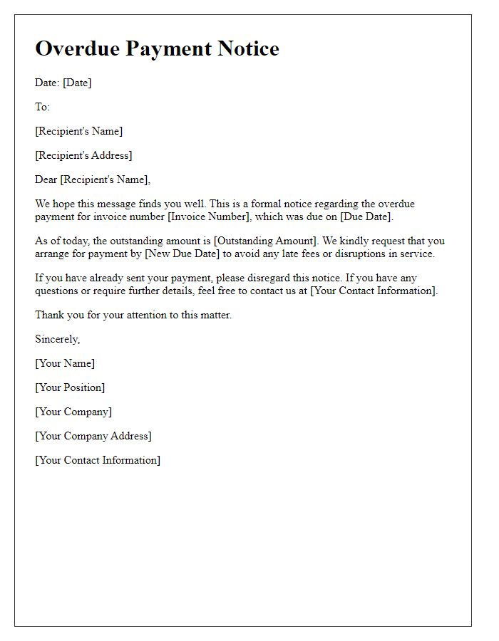 Letter template of overdue payment notice