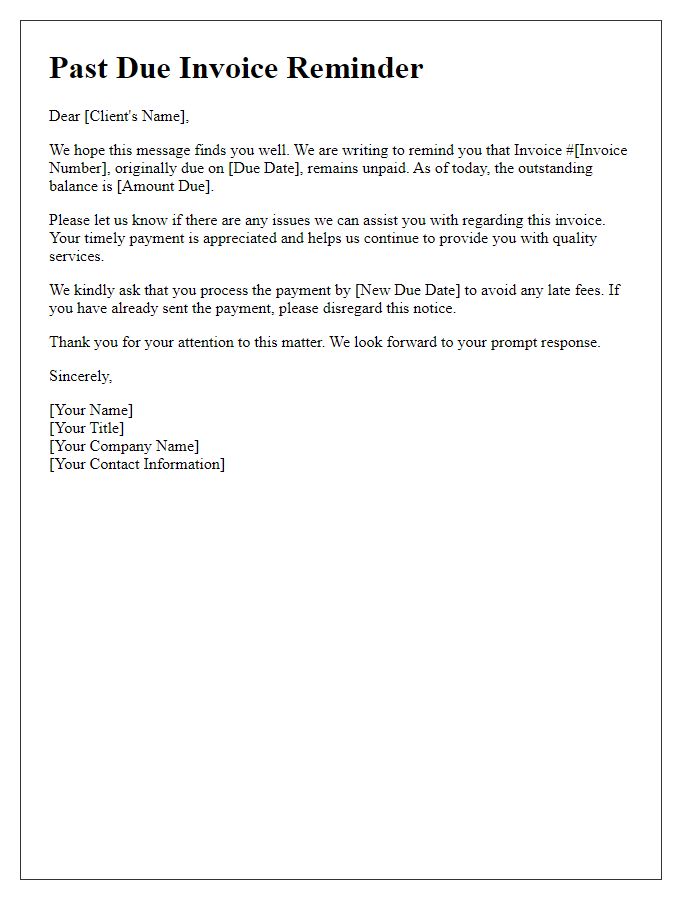 Letter template of past due invoice reminder