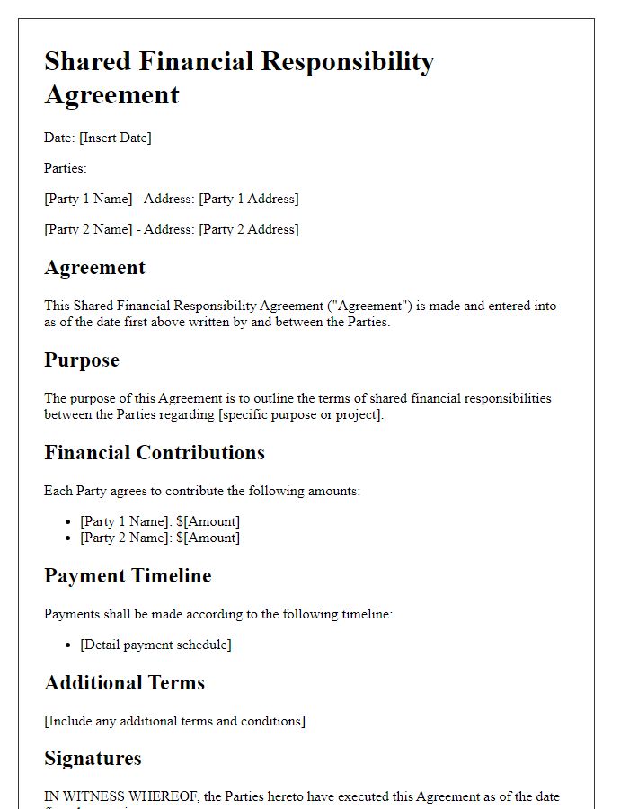 Letter template of shared financial responsibility agreement