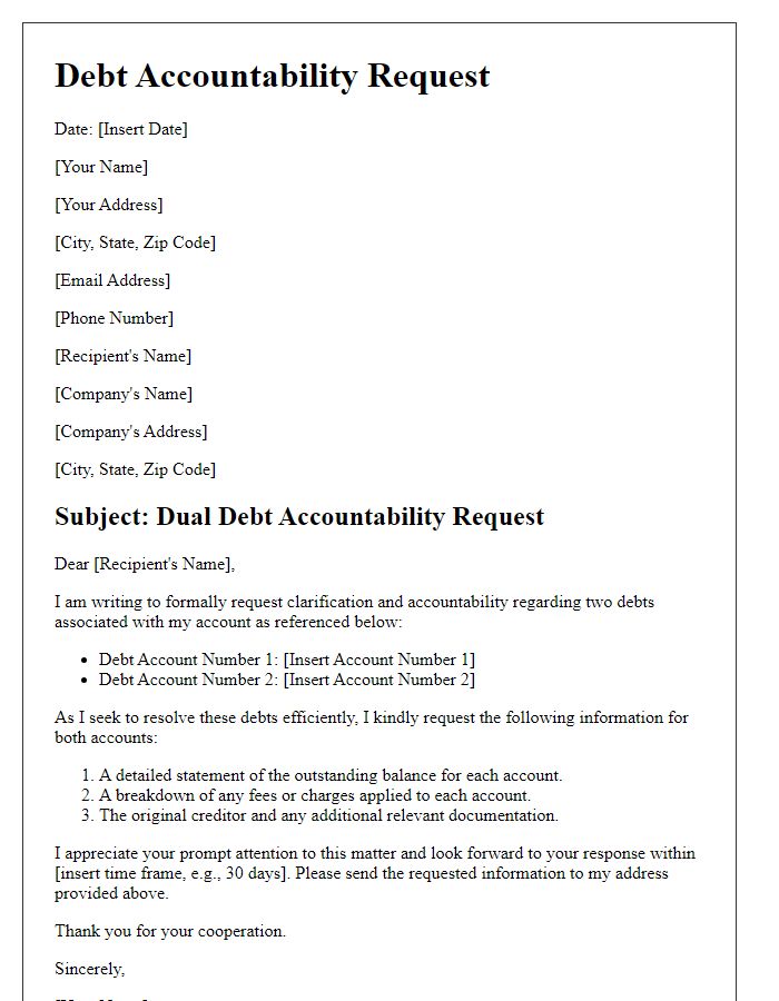 Letter template of dual debt accountability request