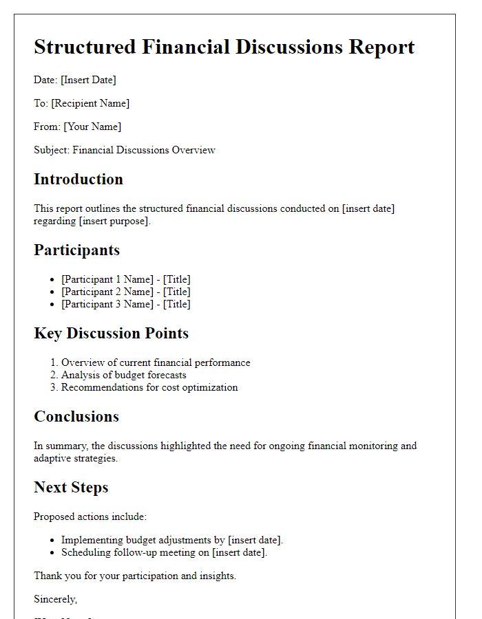 Letter template of structured financial discussions report