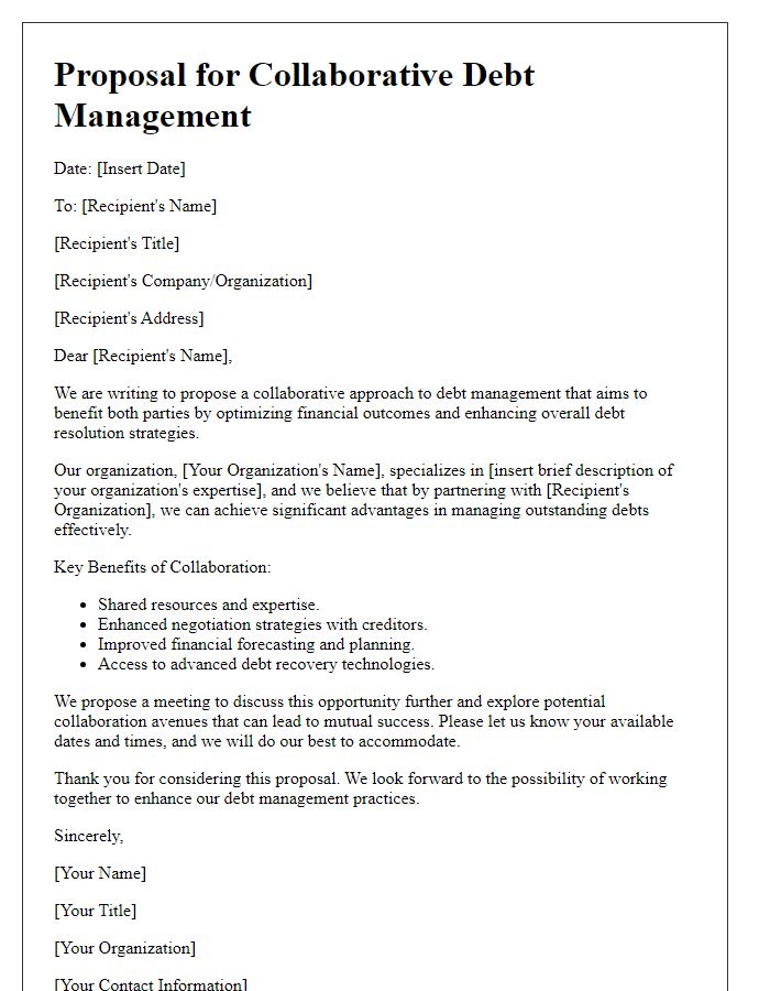 Letter template of proposal for collaborative debt management