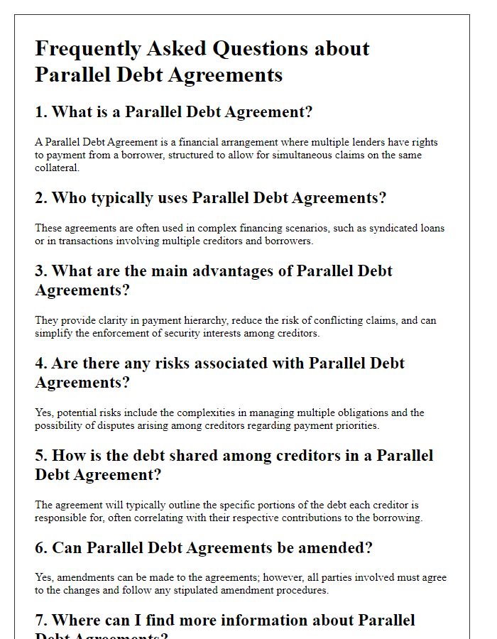 Letter template of FAQs related to parallel debt agreements