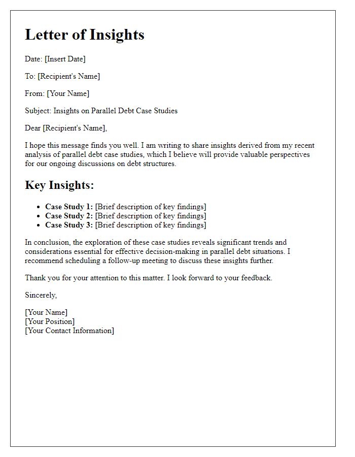 Letter template of insights on parallel debt case studies