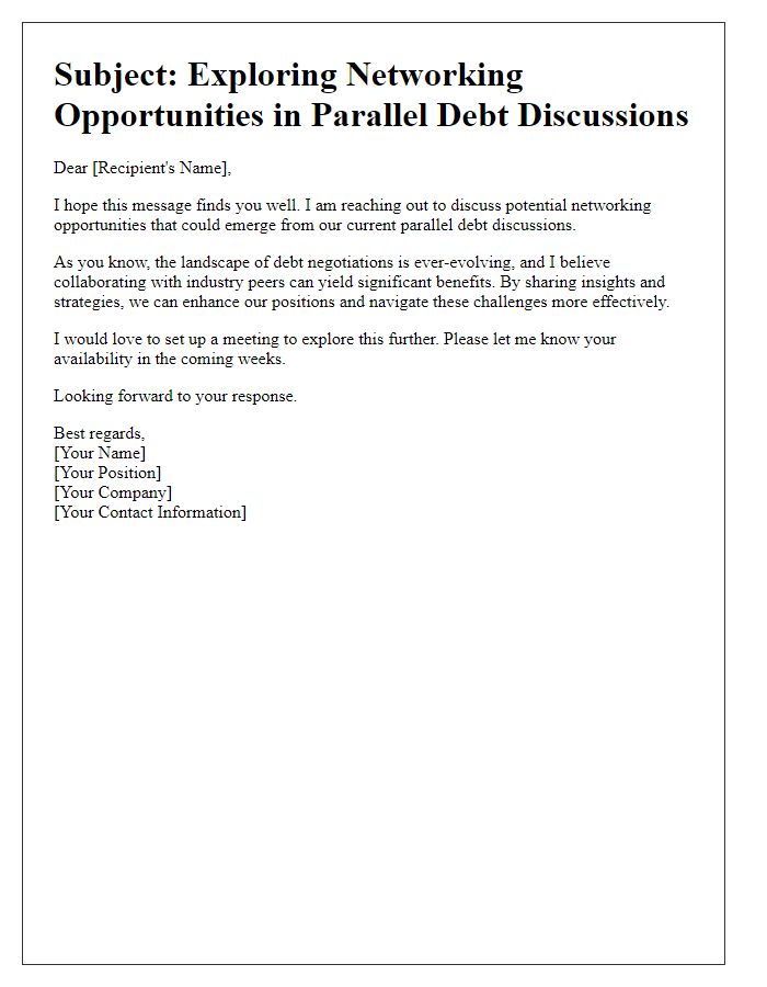 Letter template of networking opportunities in parallel debt discussions