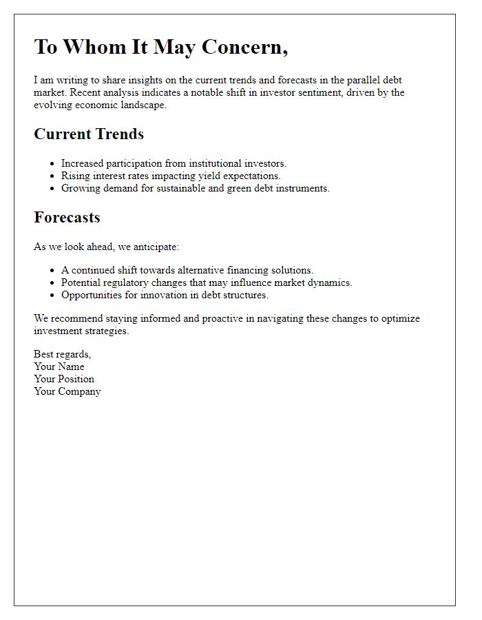 Letter template of parallel debt market trends and forecasts