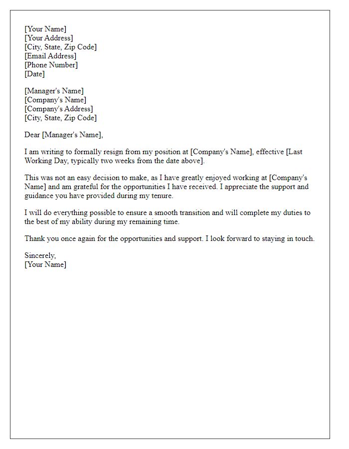 Letter template of polite resignation notification