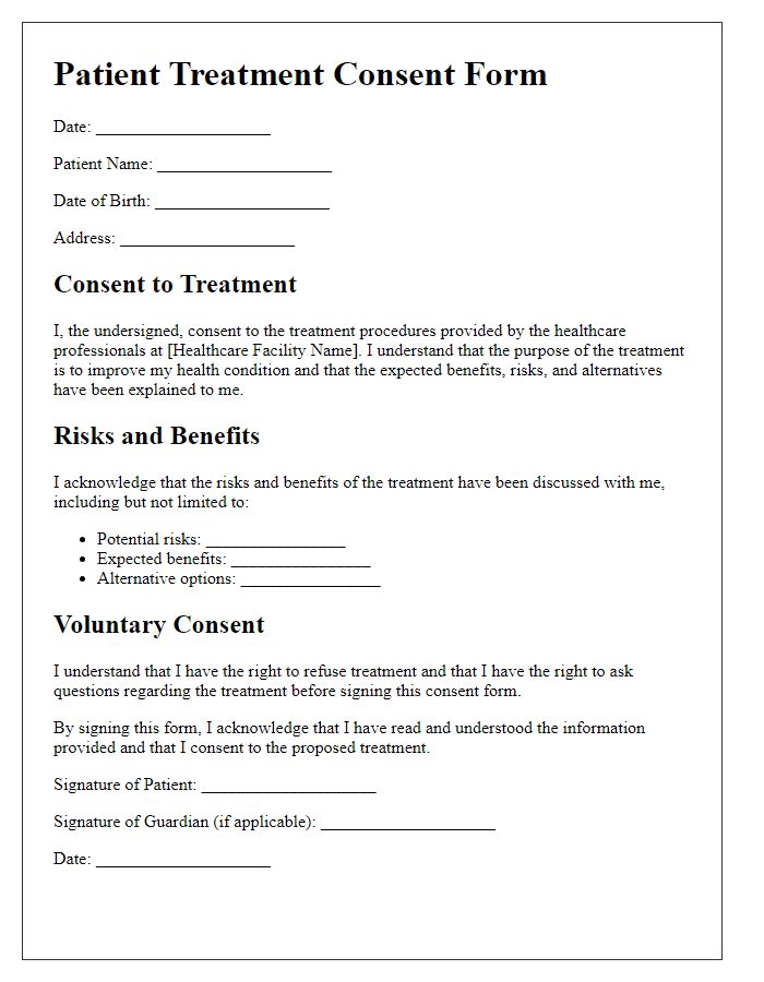 Letter template of patient treatment consent form