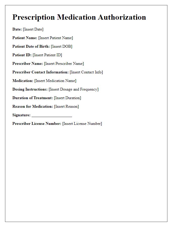 Letter template of prescription medication authorization