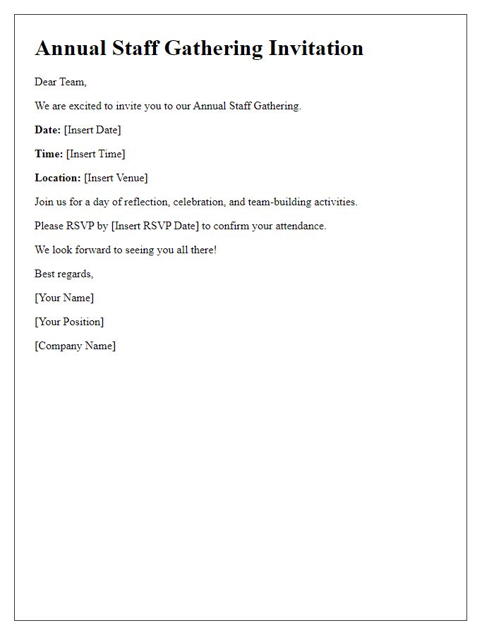 Letter template of Staff Meeting Invitation - Annual Gathering