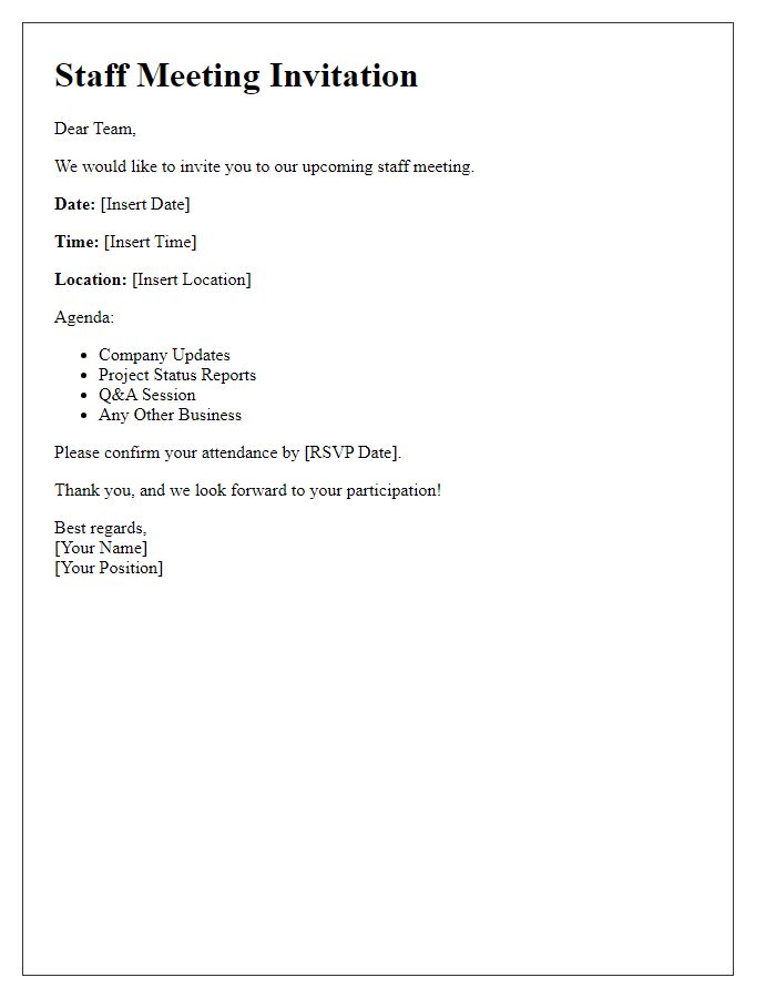 Letter template of Staff Meeting Invitation - General