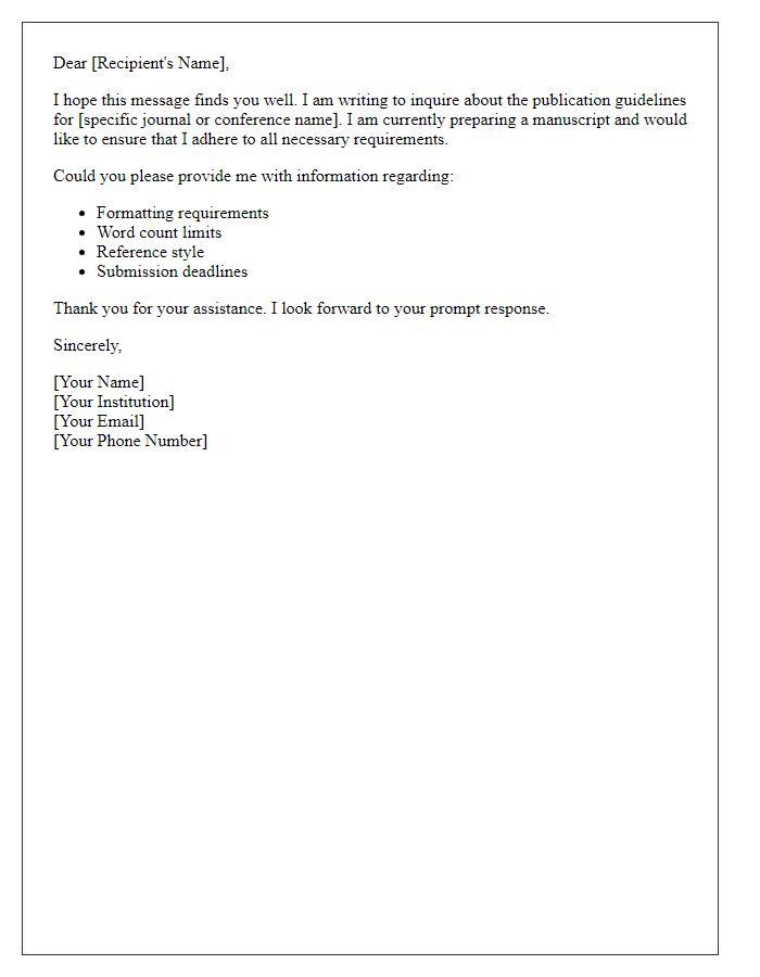 Letter template of question regarding publication guidelines