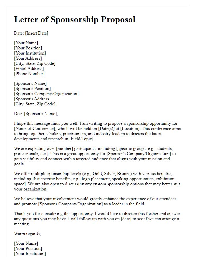 Letter template of sponsorship proposal for academic conference