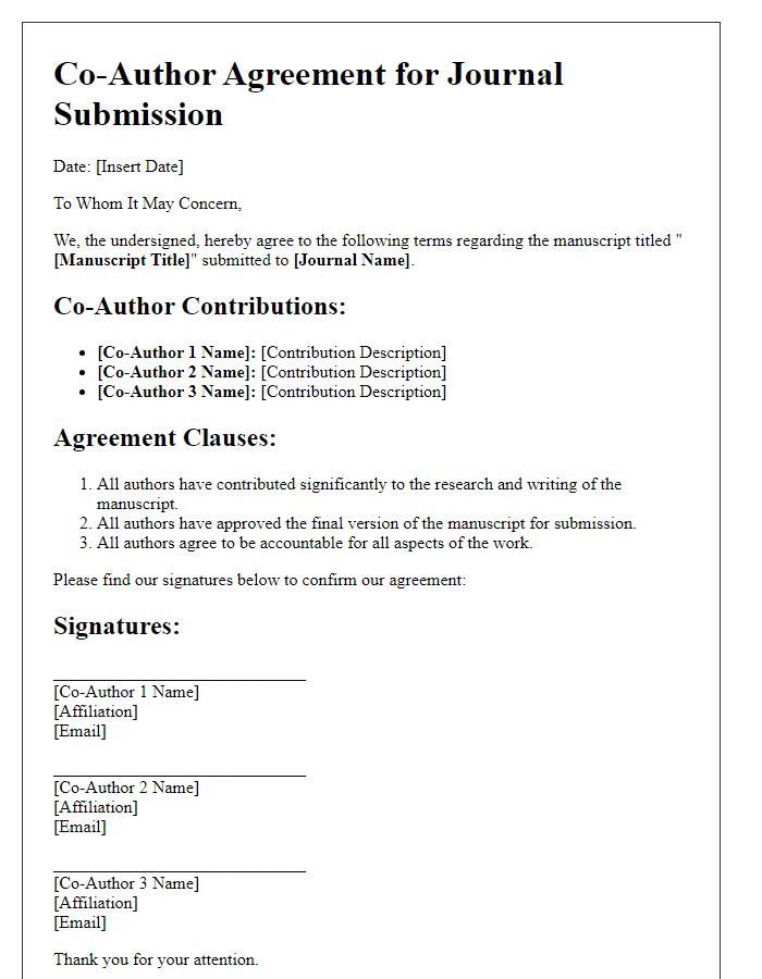 Letter template of co-author agreement for journal submission