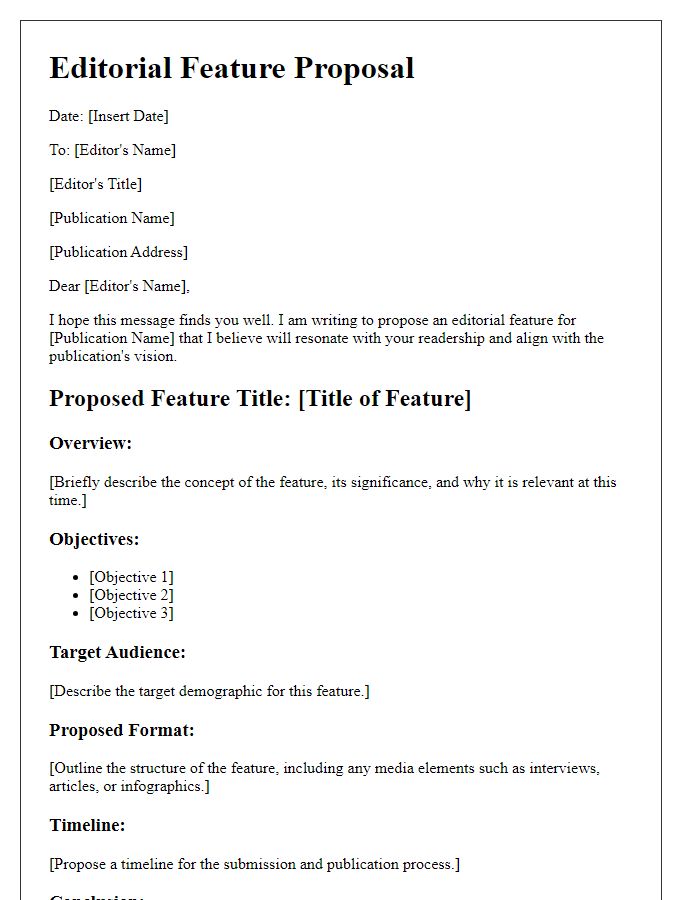 Letter template of editorial feature proposal