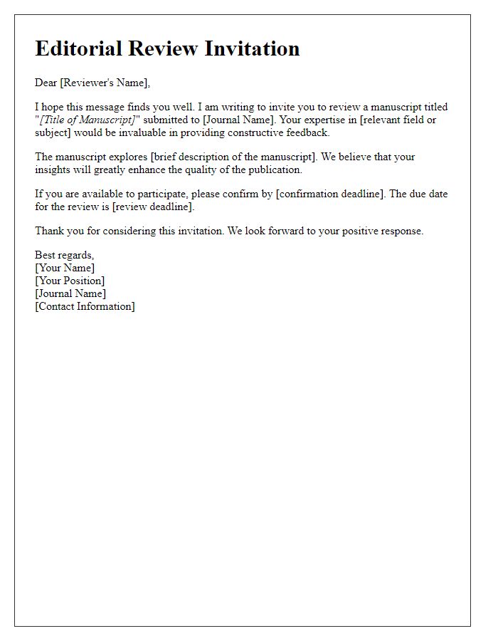 Letter template of editorial review invitation