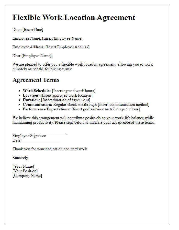 Letter template of flexible work location agreement