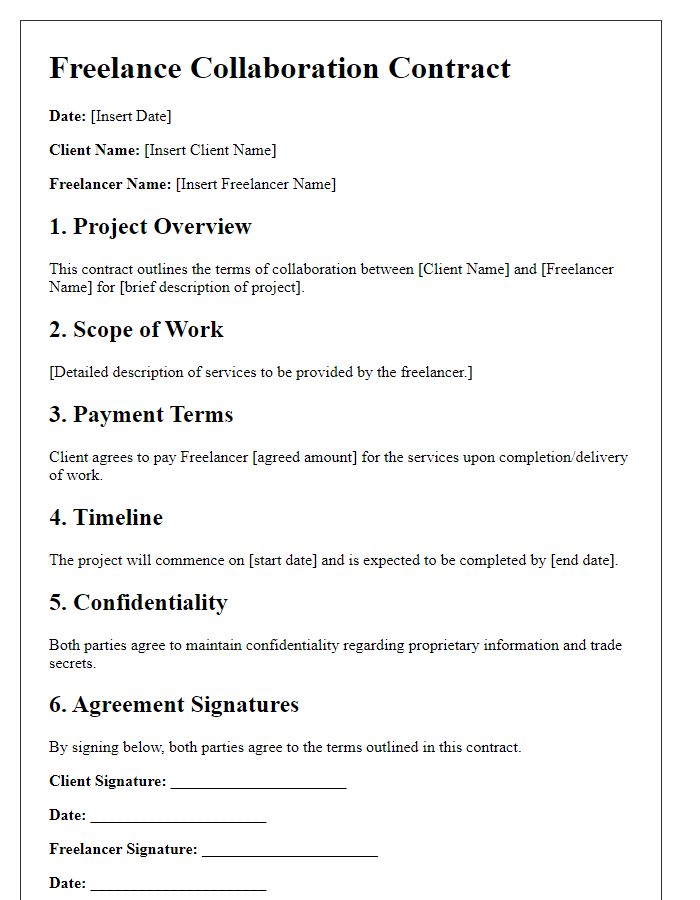 Letter template of freelance collaboration contract