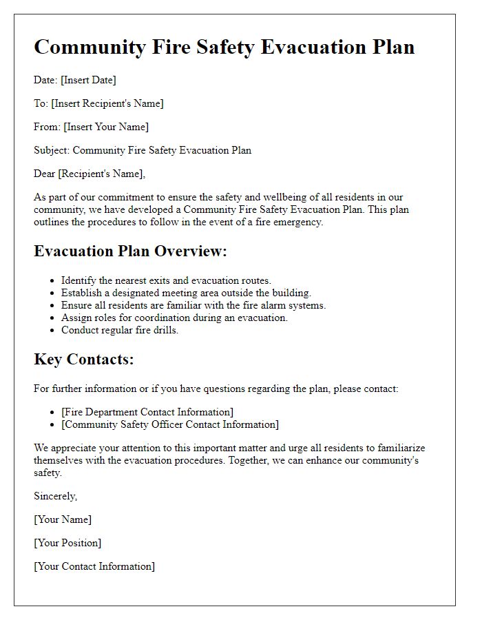 Letter template of Community Fire Safety Evacuation Plan