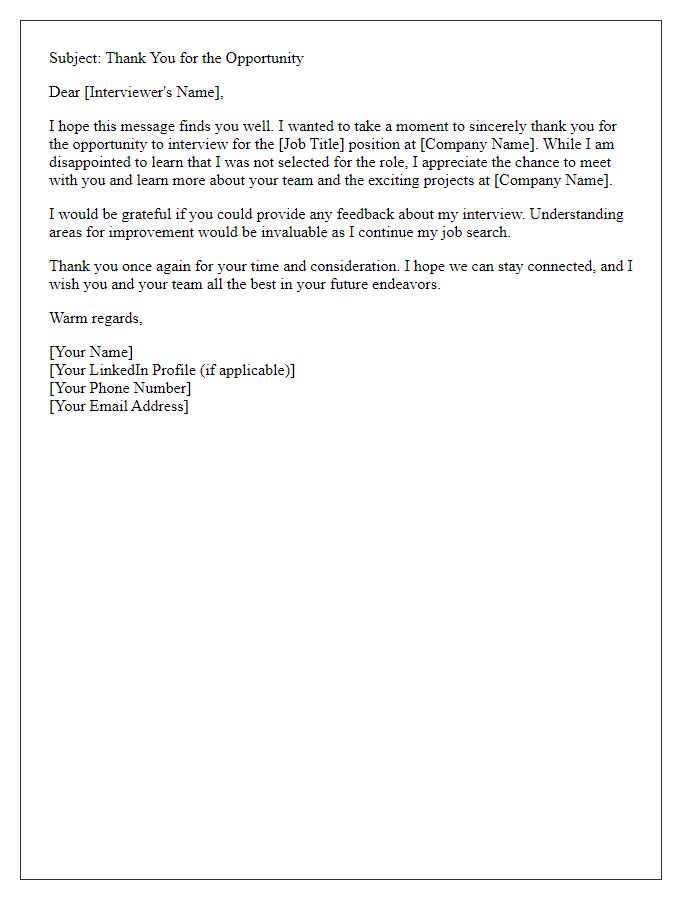 Letter template of unsuccessful interview follow-up