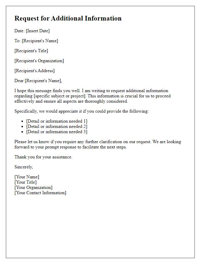 Letter template of requirement for added information