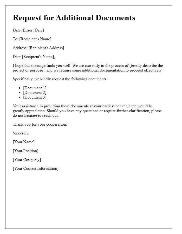 Letter template of solicitation for more documents