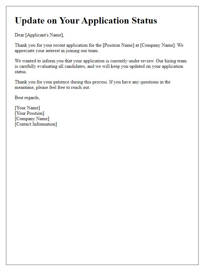Letter template of your application review status