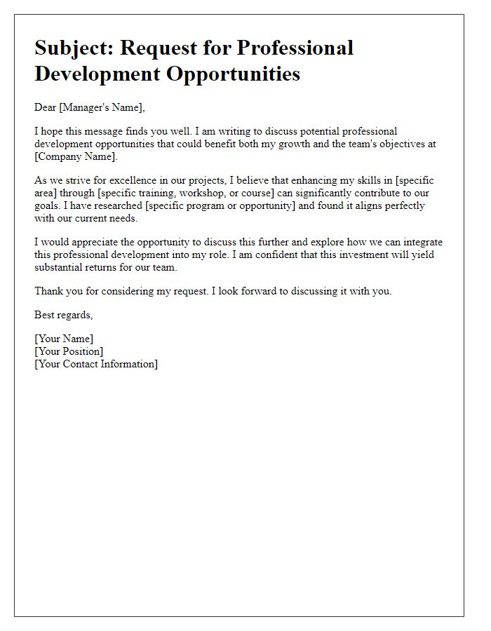 Letter template of negotiating professional development opportunities.