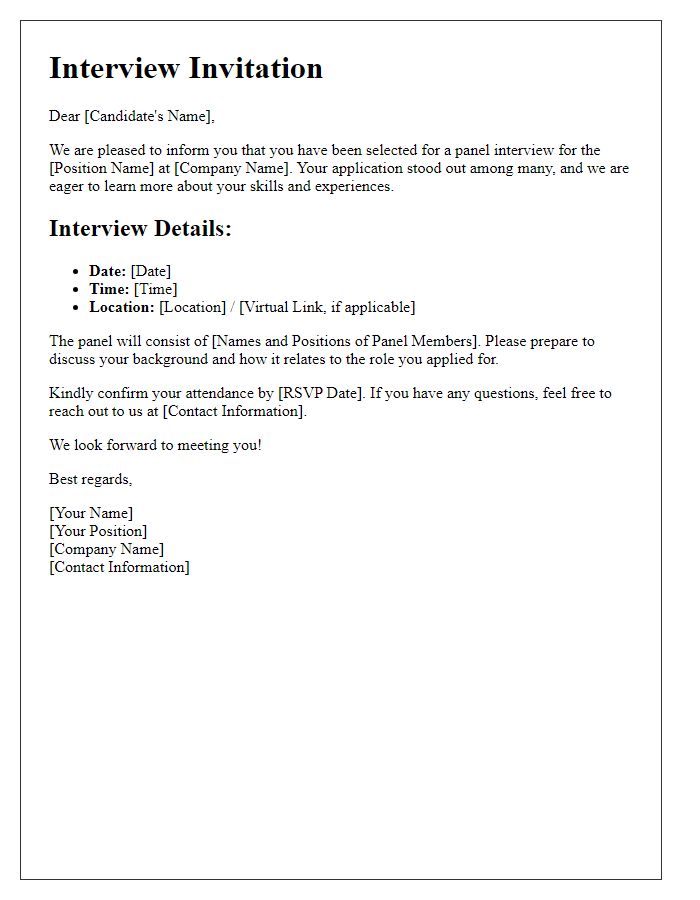 Letter template of panel interview invitation for recent graduates