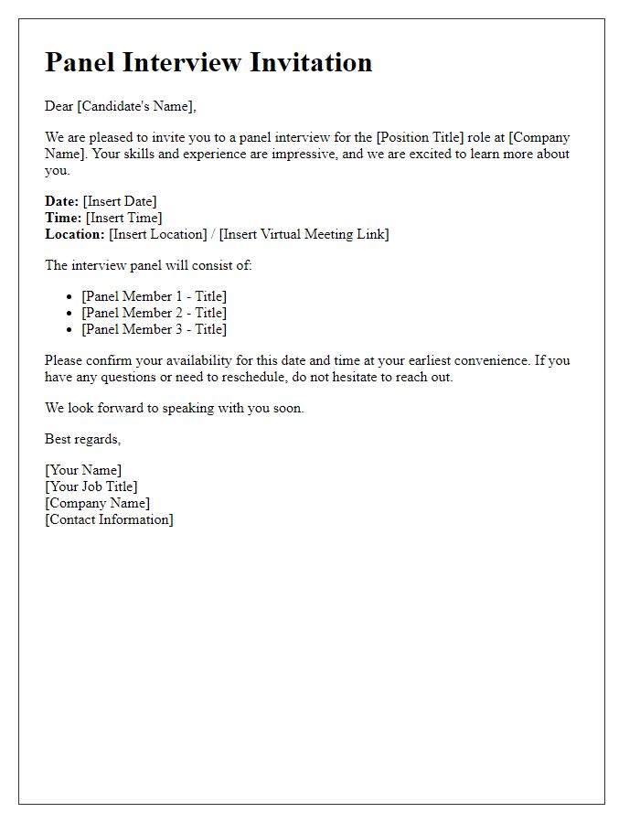 Letter template of panel interview invitation for technical roles