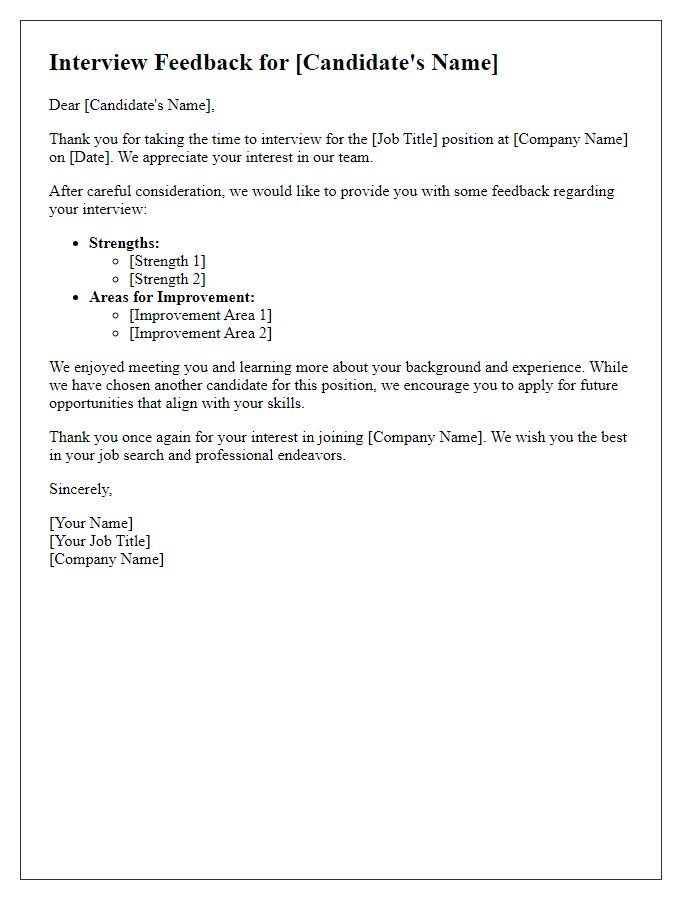 Letter template of interview feedback communication