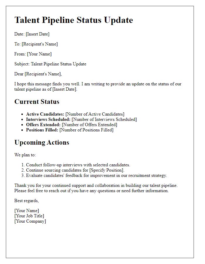 Letter template of talent pipeline status