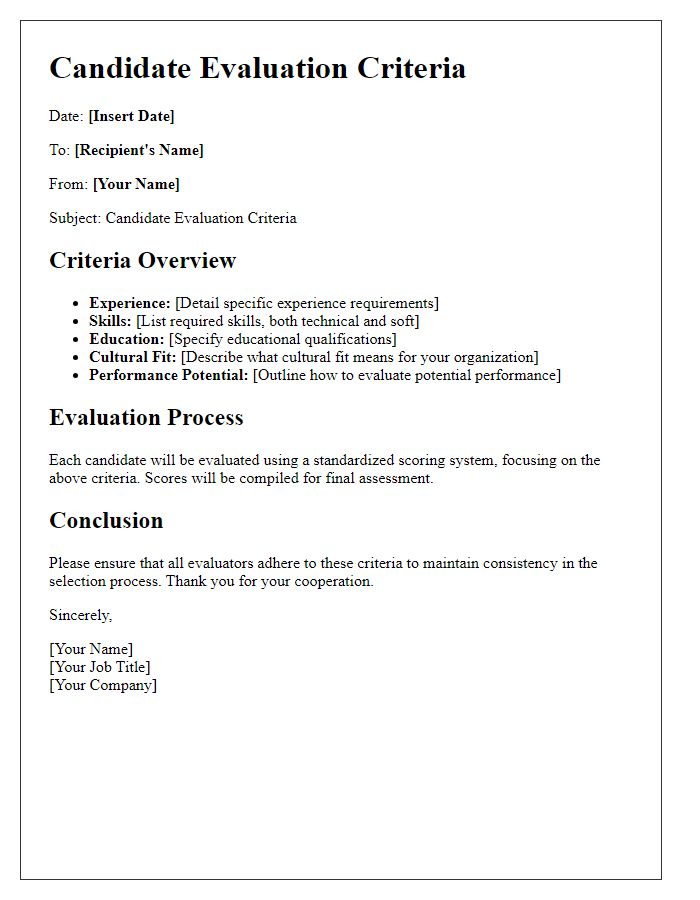 Letter template of criteria for candidate evaluation