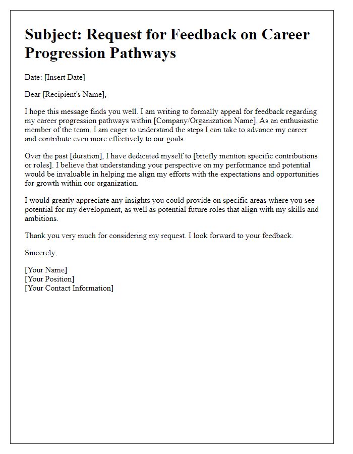 Letter template of appeal for feedback on career progression pathways