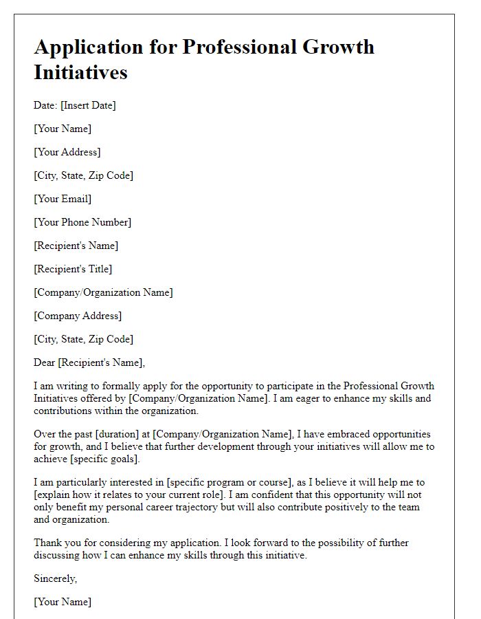 Letter template of application for professional growth initiatives