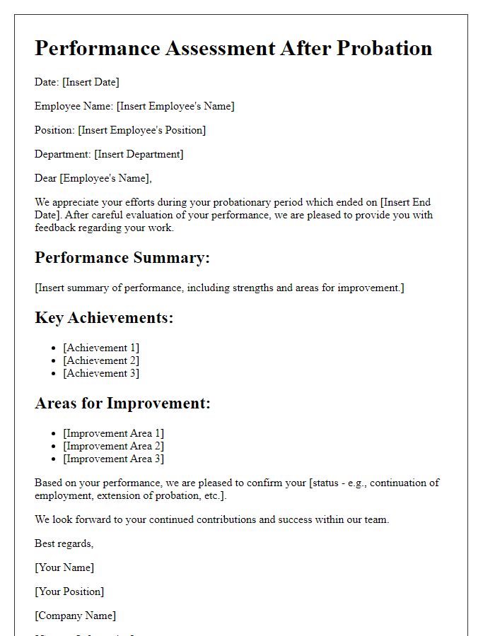 Letter template of Assessing Performance After Probation