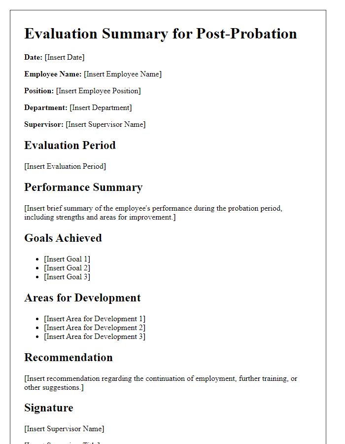 Letter template of Evaluation Summary for Post-Probation