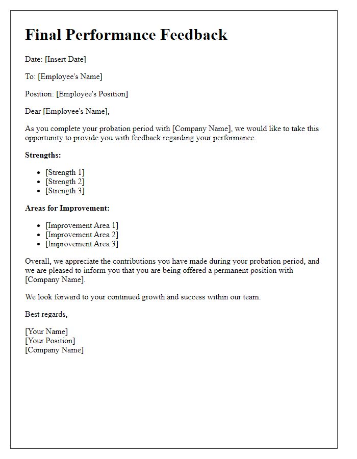 Letter template of Final Performance Feedback After Probation Period