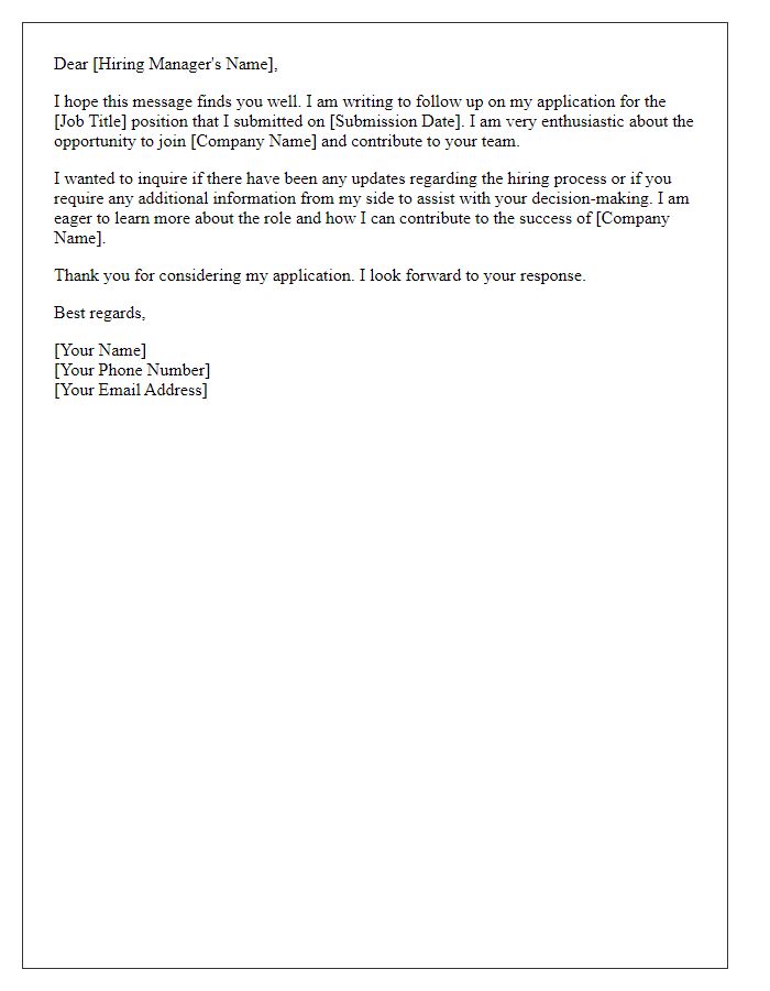 Letter template of job interest follow-up requesting additional information