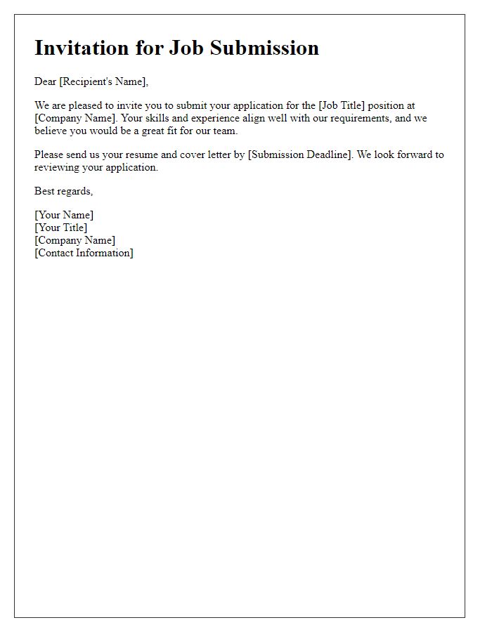 Letter template of Invitation for Job Submission