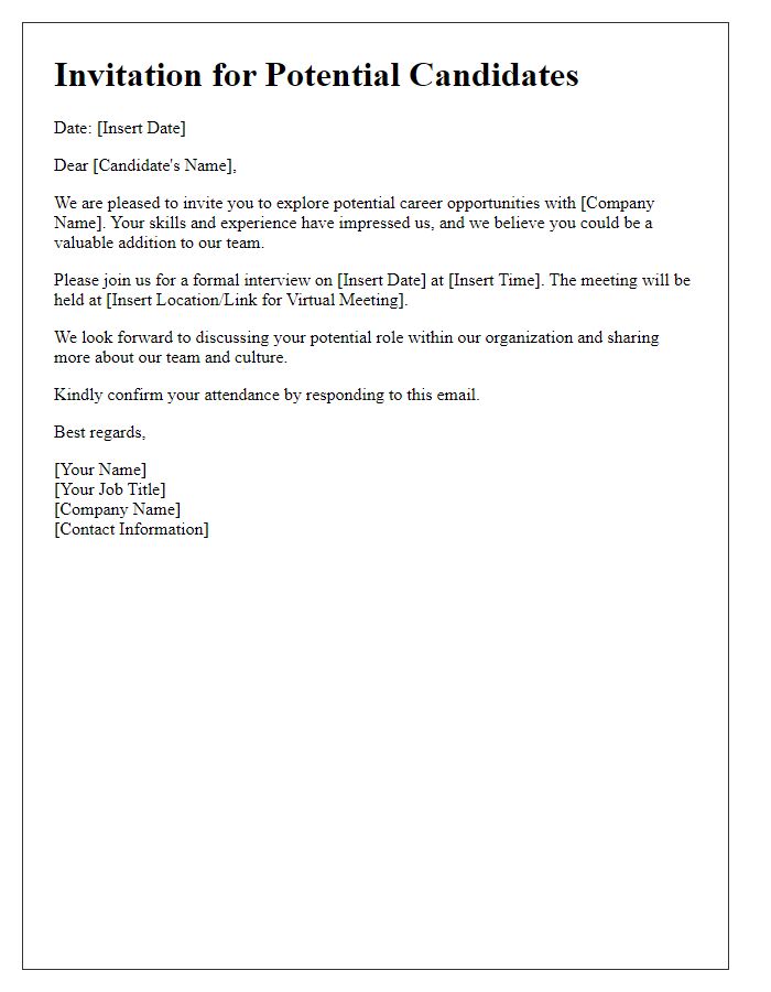 Letter template of Invitation for Potential Candidates