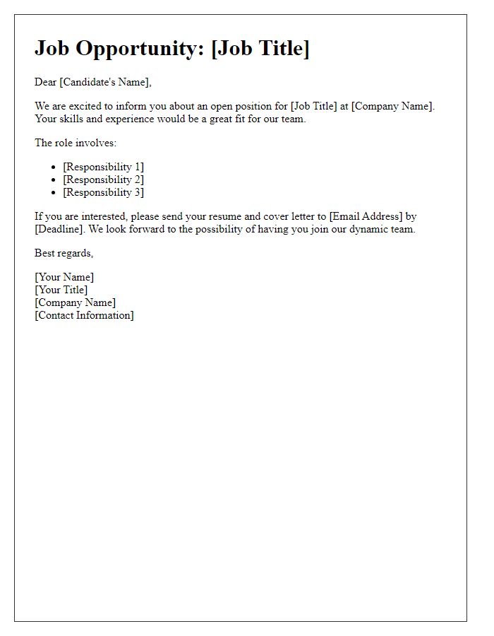 Letter template of Open Role Invitation