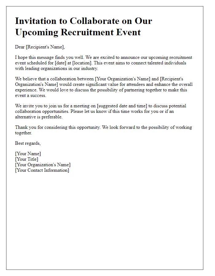 Letter template of recruitment event potential collaboration invitation