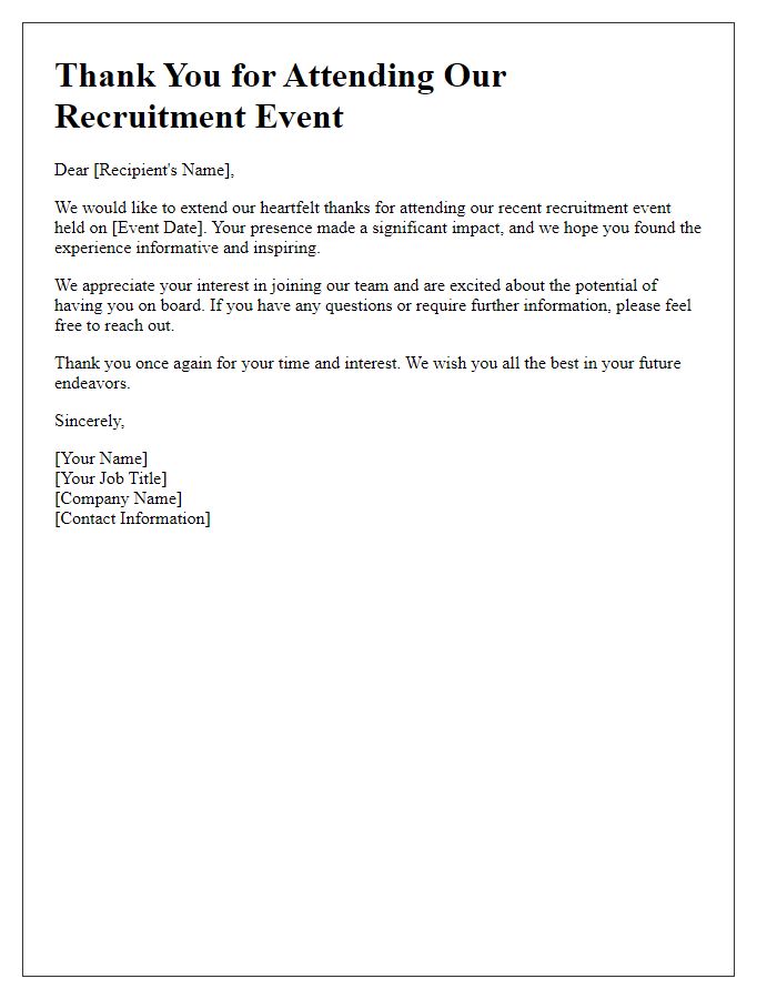 Letter template of recruitment event thank you for attending