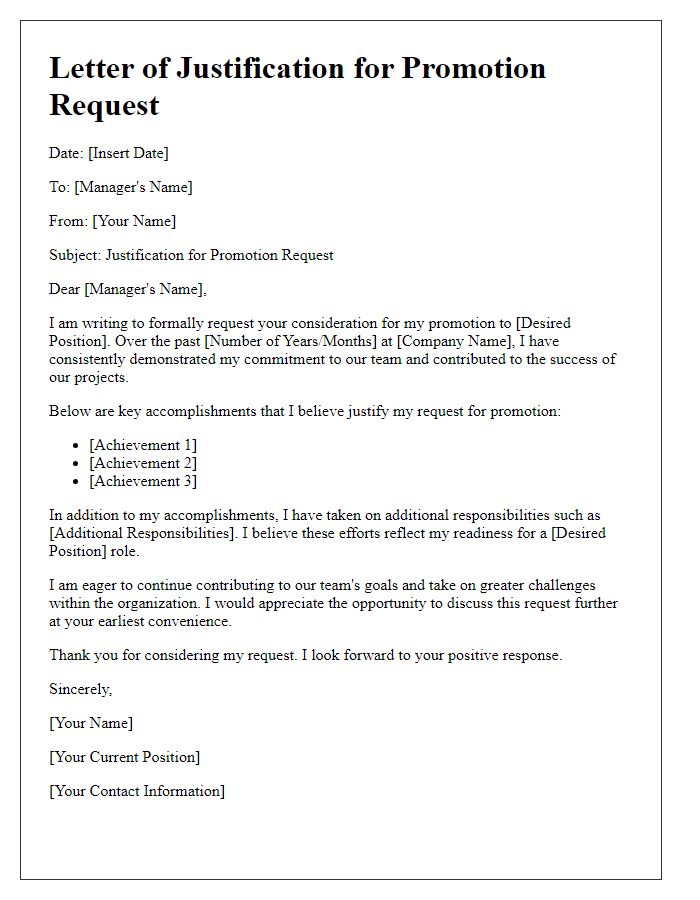 Letter template of Justification for Promotion Request