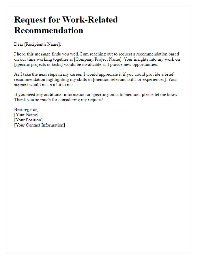 Letter template of pursuit for work-related recommendation notes.