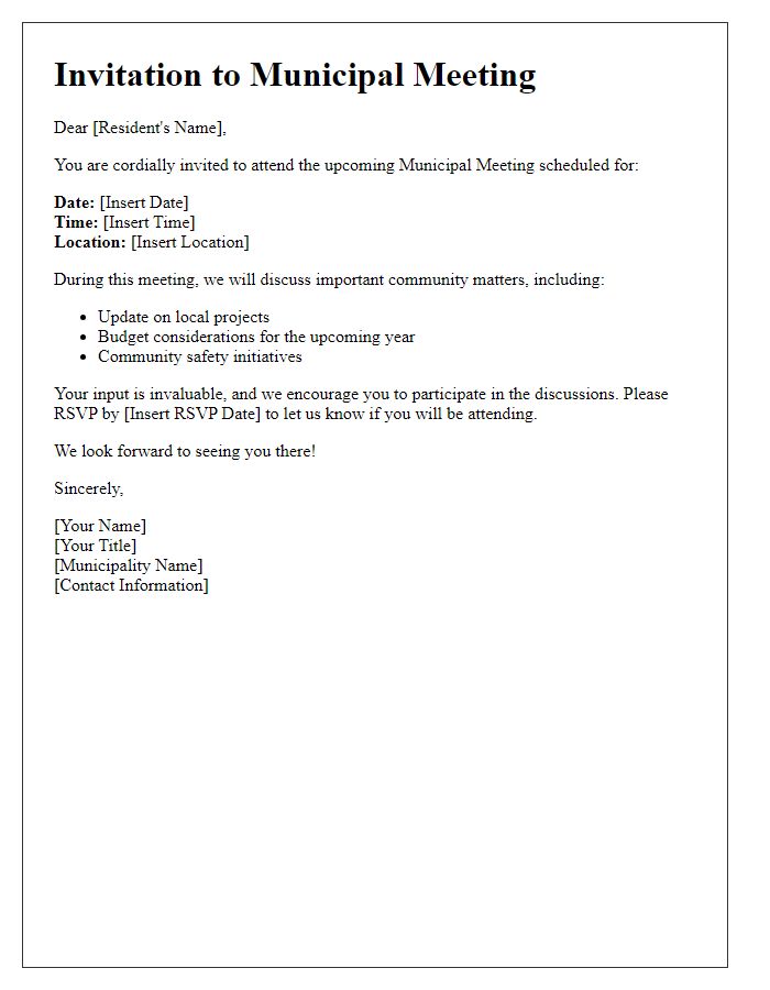 Letter template of municipal meeting invitation