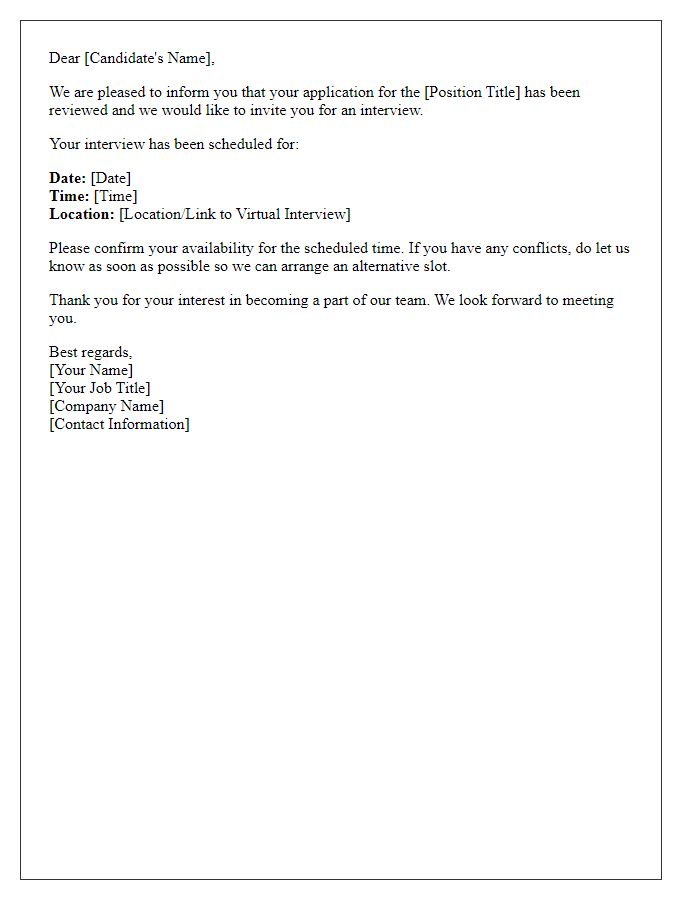 Letter template of Interview Slot Confirmation for Job Candidates