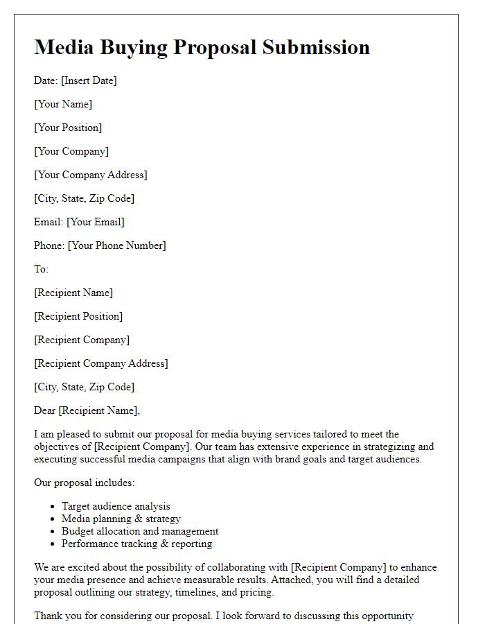 Letter template of media buying proposal submission